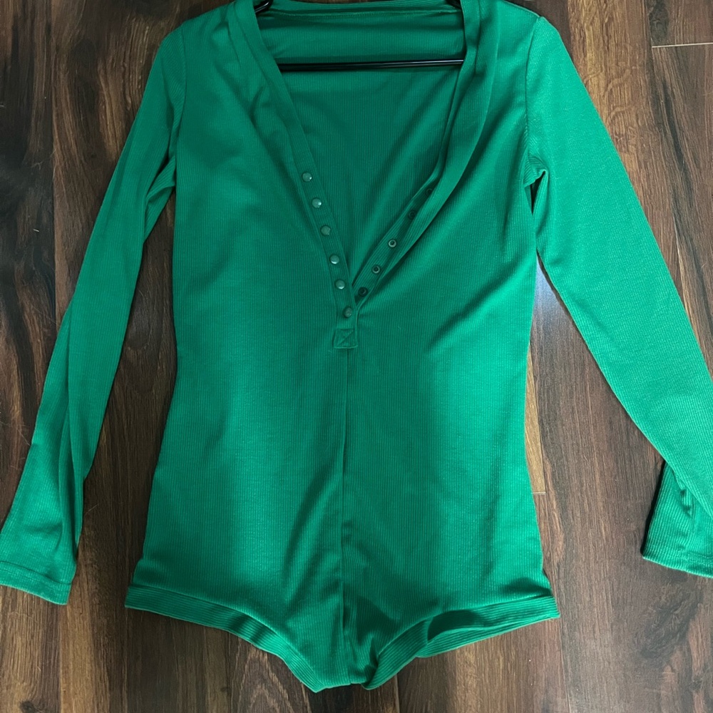 Green Long Sleeve Bodysuit romper